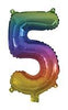 Rainbow "0"-"9"  Numbers 35cm Foil Balloons Air Filled Only