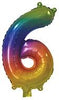 Rainbow "0"-"9"  Numbers 35cm Foil Balloons Air Filled Only