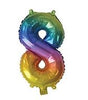 Rainbow "0"-"9"  Numbers 35cm Foil Balloons Air Filled Only