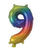 Rainbow "0"-"9"  Numbers 35cm Foil Balloons Air Filled Only