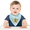 Boy's 1st Birthday Gold Star Light Blue Fabric Bib