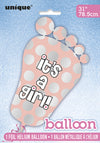 Pink "It's A Girl" Baby Foot Shape 78.5cm (31") Foil Balloon