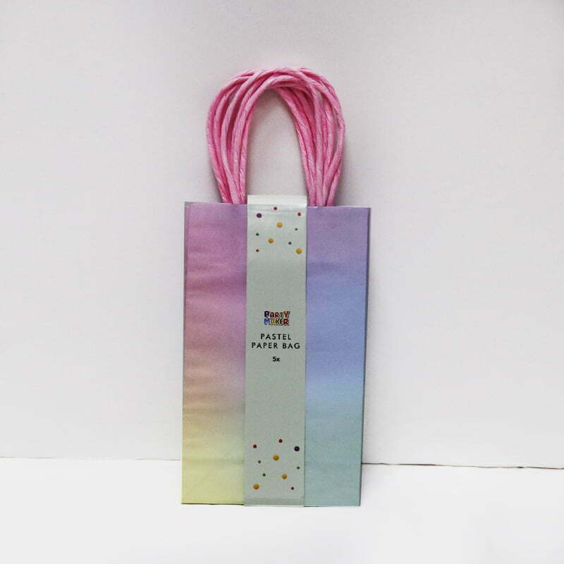 5PK Pastel Rainbow Paper Gift Bags Top Party Supplies, Hoppers Crossing Decorations for