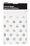 FOIL DOTS SILVER 8PK TREAT BAGS 18.3CM H X 13.3CM W (7.2" X 5.2")