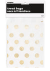 FOIL DOTS GOLD 8PK TREAT BAGS 18.3CM H X 13.3CM W (7.2" X 5.2")