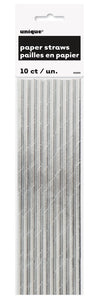 Silver Paper Straws 10pcs