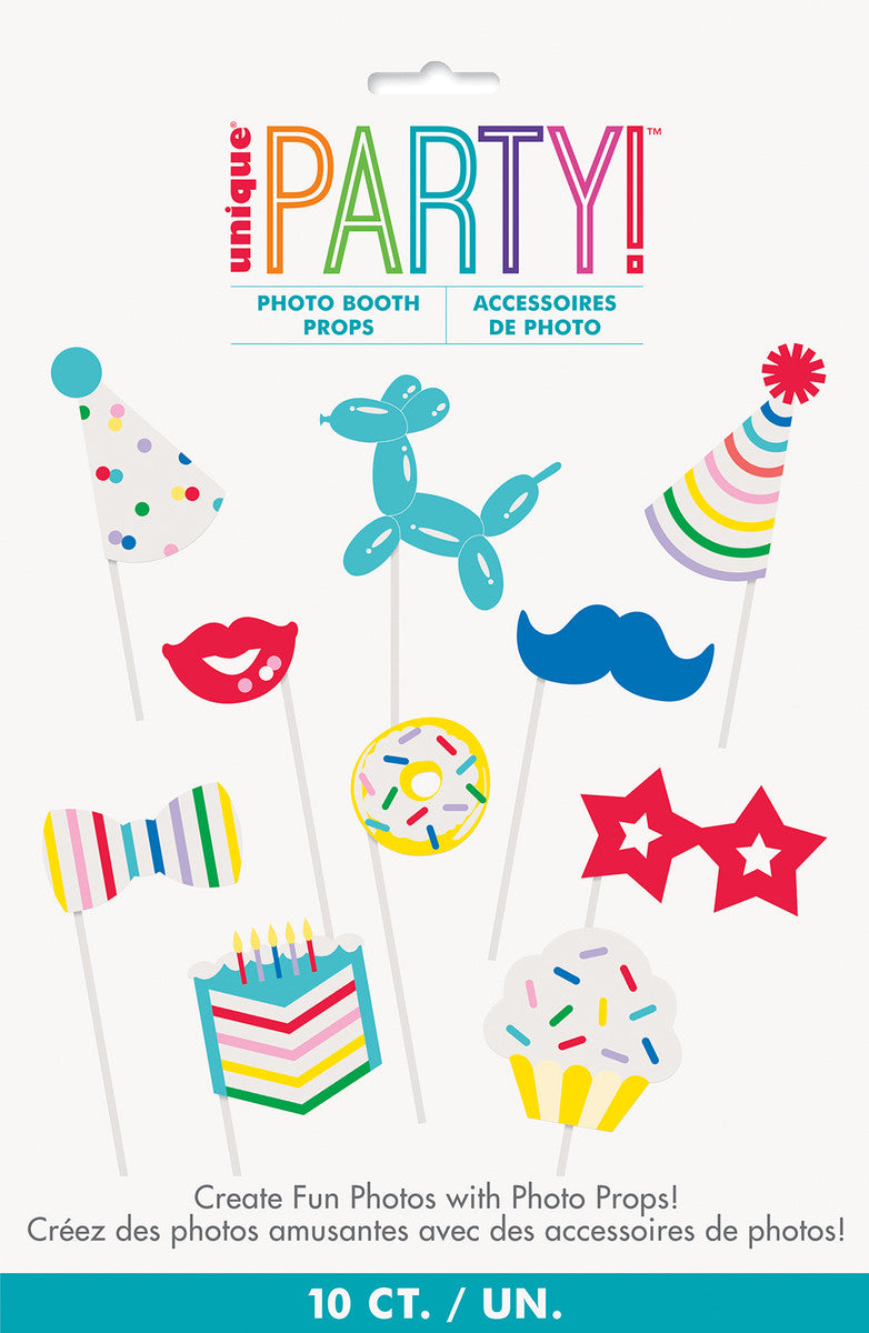 10 SELFIE PHOTO PROPS BIRTHDAY BALLOON CHEER Top Party Supplies