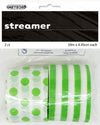 Stripes And Dots Crepe Streamers 2Pk - Lime Green