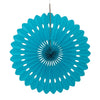 Teal Hanging Fan Decoration 40cm (16") Each