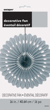Silver Hanging Fan Decoration 40cm (16") Each
