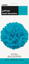Teal Hanging Decorative Puff Ball Decor 40cm (16")