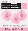3Pk Haning Fans Decorations - Light Pink