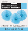 3Pk Haning Fans Decorations - Light Blue