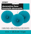 3Pk Haning Fans Decorations - Teal