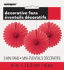 3Pk Haning Fans Decorations -  Red