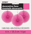 3Pk Haning Fans Decorations - Hot Pink