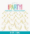 8Pk Hanging Swirl Decorations - Gold