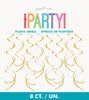 8Pk Hanging Swirl Decorations - Gold