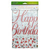 Happy Birthday Sparkling Fizz Rose Gold Plastic Tablecover