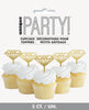 Gold Diamond Wedding Plastic Cupcake Toppers 5PK