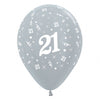 Sempertex 21st Birthday Pearl Silver 30cm Latex Balloons, 6PK