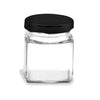 120ml Black Lid Square Glass Jar Pack of 6