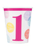 Girl’s 1st Birthday Dot Pink Paper Cups 270ml 8Pk