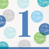 Boy's 1st Birthday Dot Blue Lunch Napkins 16Pack