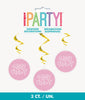 BABY SHOWER HEARTS PINK 3PK HANGING SWIRL DECORATIONS 66CM L (26")
