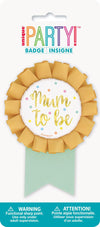 BABY SHOWER MUM TO BE FOIL STAMPED AWARD RIBBON BADGE