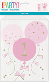1st Birthday Pink  8pk Foil Stamped Paper Treat Bag