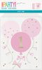 1st Birthday Pink  8pk Foil Stamped Paper Treat Bag