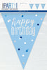 Happy Birthday Blue Foil Flag Banner