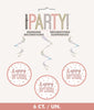 Happy Birthday Rose Gold Hanging Swirls Pack 6