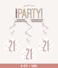 21st Birthday Rose Gold Hanging Swirls Pack 6