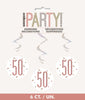 50th Birthday Rose Gold Hanging Swirls Pack 6