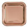 Large 23cm Metallic Rose Gold Squre Plates 8Pk