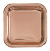 Large 23cm Metallic Rose Gold Squre Plates 8Pk