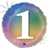 1st Birthday Number 1 Pastel Rainbow 45cm Foil Balloon