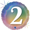2nd Birthday Number 2 Pastel Rainbow 45cm Foil Balloon