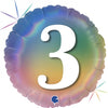 3rd Birthday Number 3 Pastel Rainbow 45cm Foil Balloon