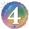 4th Birthday Number 4 Pastel Rainbow 45cm Foil Balloon