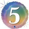 5th Birthday Number 5 Pastel Rainbow 45cm Foil Balloon