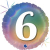 6th Birthday Number 6 Pastel Rainbow 45cm Foil Balloon
