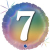 7th Birthday Number 7 Pastel Rainbow 45cm Foil Balloon