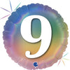 9th Birthday Number 9 Pastel Rainbow 45cm Foil Balloon