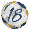 18th Birthday Marble Blue & Gold 45cm Foil Balloon