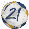 21st Birthday Marble Blue & Gold 45cm Foil Balloon