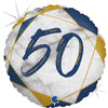 50th Birthday Marble Blue & Gold 45cm Foil Balloon