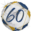 60th Birthday Marble Blue & Gold 45cm Foil Balloon